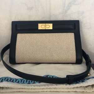 Tory Burch Nano Leather & Woven Satchel